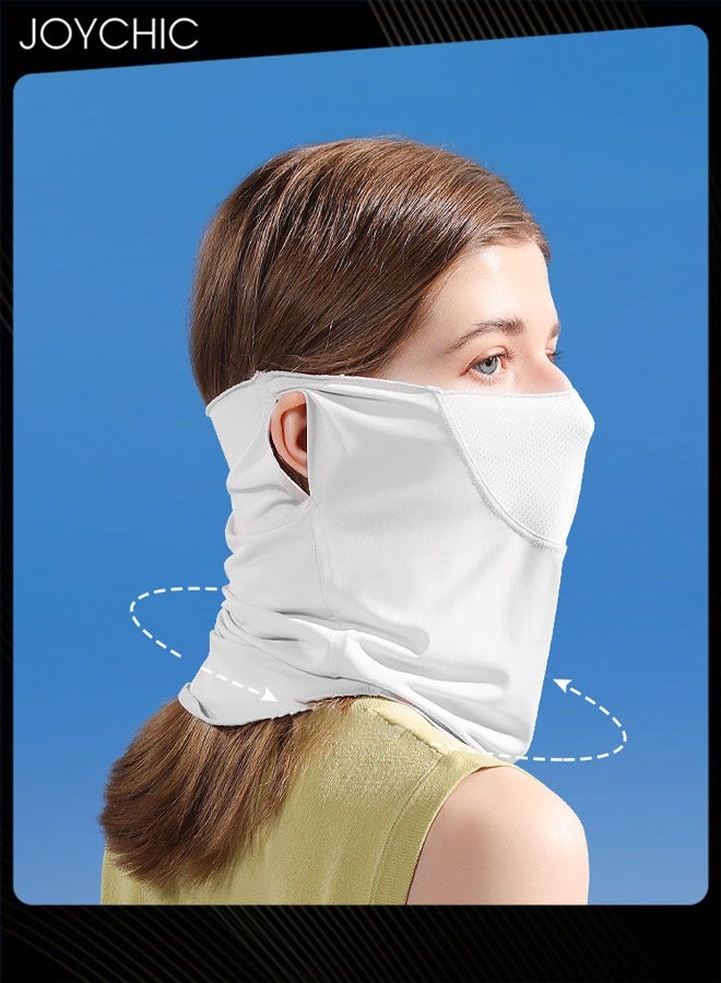 Joychic قناع واقي من الشمس من الحرير الجليدي للنساء صيفي مضاد للأشعة فوق البنفسجية سريع الجفاف غطاء للرقبة للحماية من الشمس فوق الأذن قناع وجه رمادي للتخييم في الهواء الطلق والمشي لمسافات طويلة - Image 2