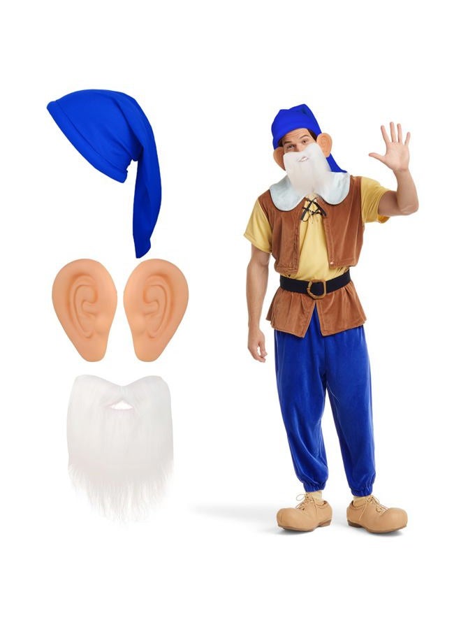 Geyoga 21 Pieces Halloween Dwarf Costumes Accessories, Dwarf Costume Hats with Fake Beard, Fake Ears for Christmas Costumes Party Gnome Costumes for Age over 6 - Image 4