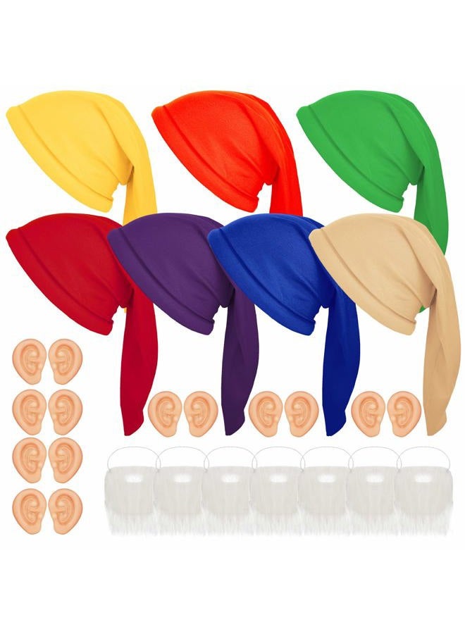 Geyoga 21 Pieces Halloween Dwarf Costumes Accessories, Dwarf Costume Hats with Fake Beard, Fake Ears for Christmas Costumes Party Gnome Costumes for Age over 6 - Image 1