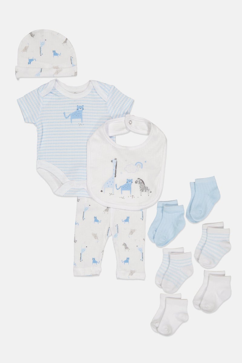 Rock-A-Bye Baby Boutique Toddlers Boy 10 Pieces Bodysuit And Pants Hanging Gift Set, Multicolor - Image 1