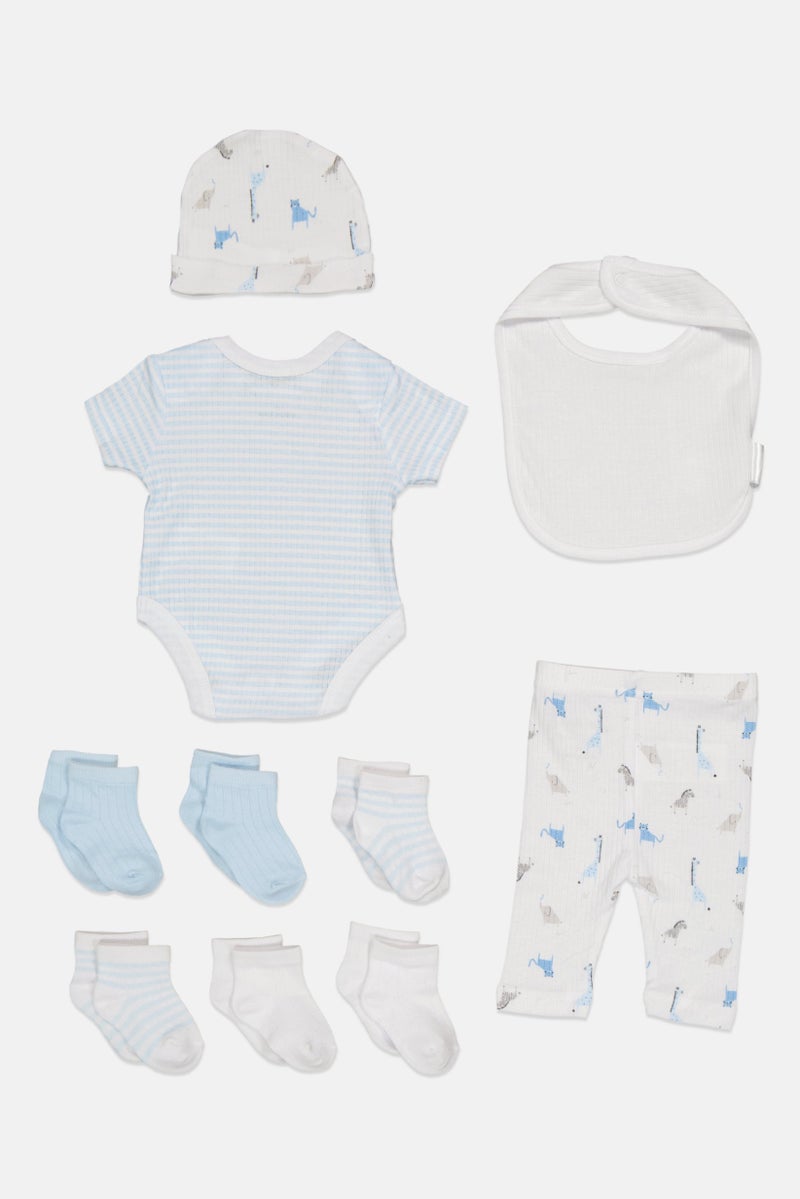 Rock-A-Bye Baby Boutique Toddlers Boy 10 Pieces Bodysuit And Pants Hanging Gift Set, Multicolor - Image 3