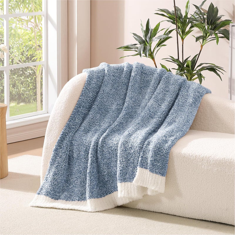 WRENSONGE Throw Blanket Cationic Dyeing Blue Soft Cozy Fluffy Warm Hand Made Throw Blankets for Couch, Sofa, Chair, Bed, Camping, Picnic, Travel Lightweight Bed Blanket - 50"*60" - Image 2