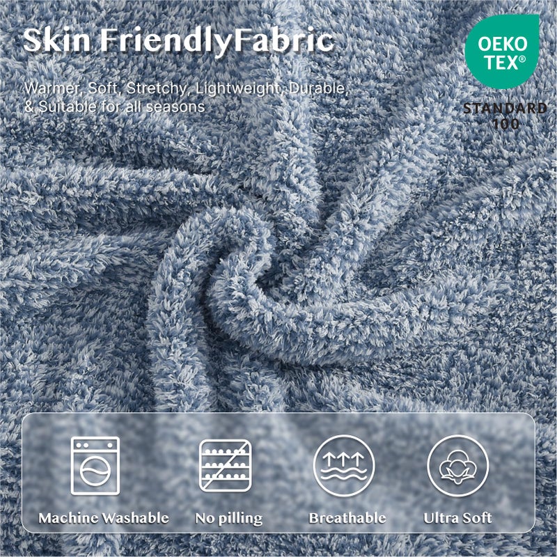 WRENSONGE Throw Blanket Cationic Dyeing Blue Soft Cozy Fluffy Warm Hand Made Throw Blankets for Couch, Sofa, Chair, Bed, Camping, Picnic, Travel Lightweight Bed Blanket - 50"*60" - Image 5