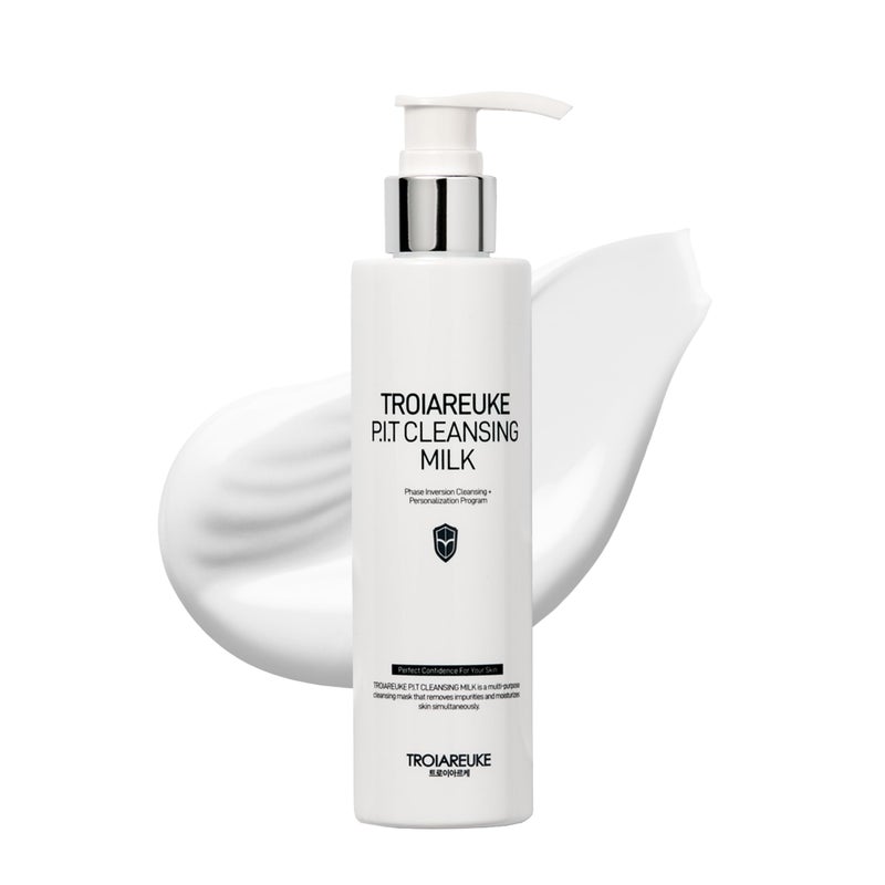 TROIAREUKE PIT Cleansing Milk I Deep Cleansing Daily Facial Cleanser for All Skin Types, Dry, Hydrating Face Mask with Antioxidants, Vitamins, Moisturize Korean Aesthetic Skin Care 6.08 fl oz - Image 1