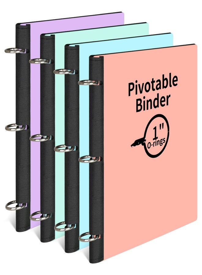 LETVPVOW 4 Pcs 360° Pivotable 3 Ring Binder, Soft 1 inch Binders 3 Ring, Flexible Thin Soft Three Ring Binder Fits 8.5" x 11", for Home, School and Office-Blue, Green, Pink, Purple - Image 1