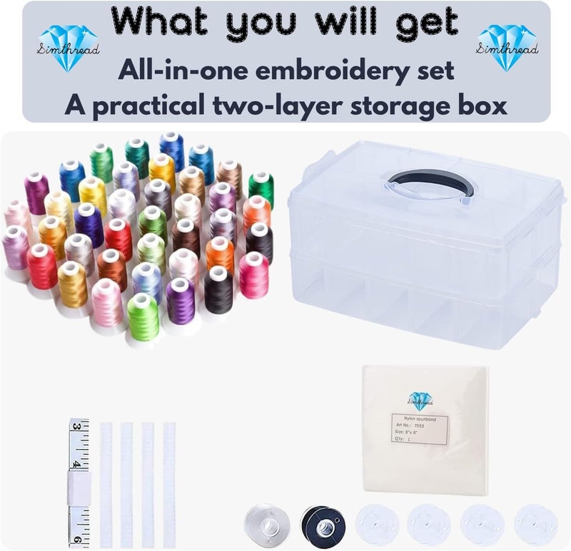 simthread (40C With Storage Box) - Polyester Embroidery Machine Thread 40 Colours (40C with Storage Box) - Image 2