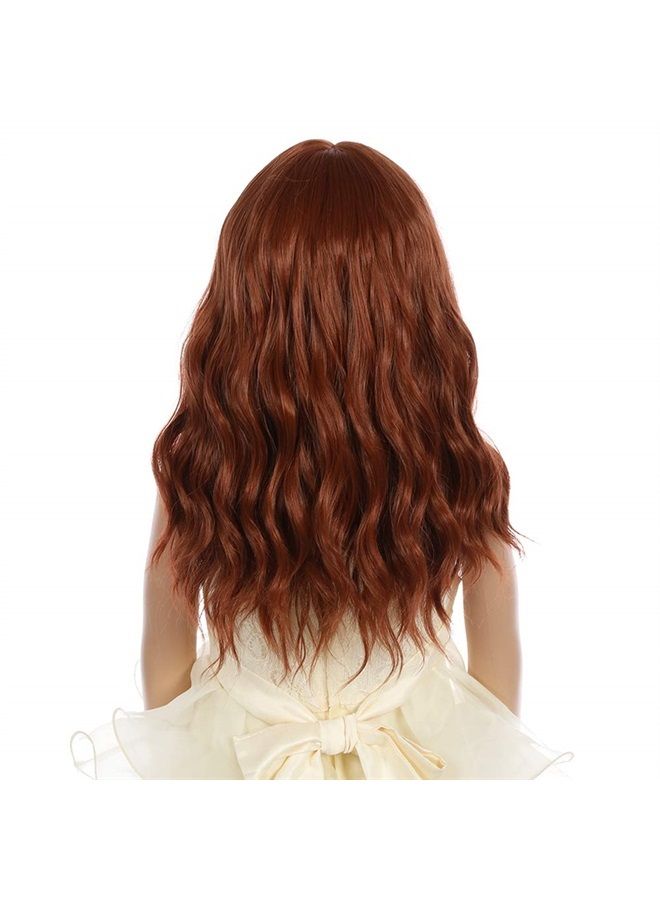Dark Orange Wig Kids Child Wig Short Wavy Wig Ginger Wig with Bangs Cute Girls Wig Auburn Wig Heat Resistant Synthetic Hair Daily Wear Wig (Dark Orange)