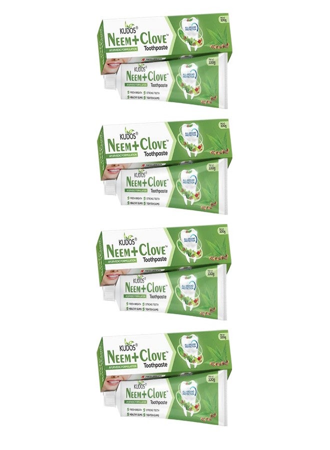 KUDOS AYURVEDA Neem Clove Toothpaste, 100 g - Pack of 4 - Image 1
