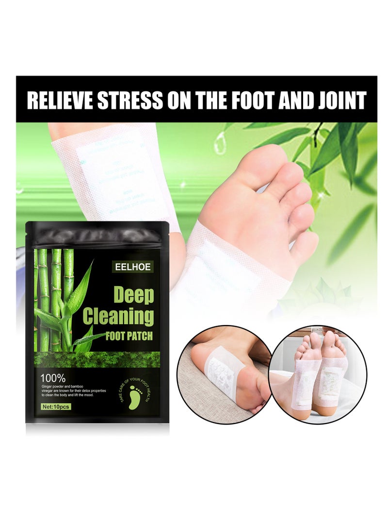 إيلهو 10 قطع من وسادات/لصقات تنظيف القدمين وإزالة السموم منها، لتخفيف التوتر والنوم وإزالة الرطوبة من أجل العناية بالقدمين - Image 1