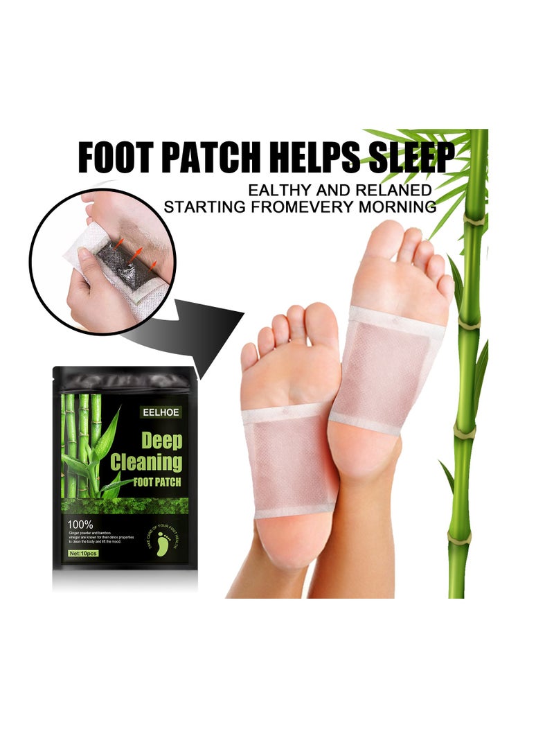 إيلهو 10 قطع من وسادات/لصقات تنظيف القدمين وإزالة السموم منها، لتخفيف التوتر والنوم وإزالة الرطوبة من أجل العناية بالقدمين - Image 2