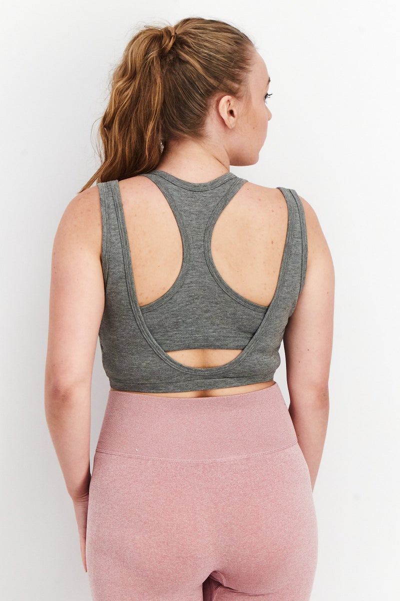 Grayscale Women Sportswear Fit Sleeveless Training Crop Tank Top, Dark Grey - Image 4