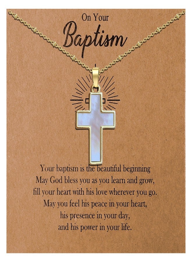 Your Always Charm Pearl Cross Necklace for Women Dainty Charm Necklace Freshwater Baroque Pearl Necklaces Baptism Gifts for Chunky Big Cross Pearl Pendant Jewelry Christian Gifts for Women - Image 1