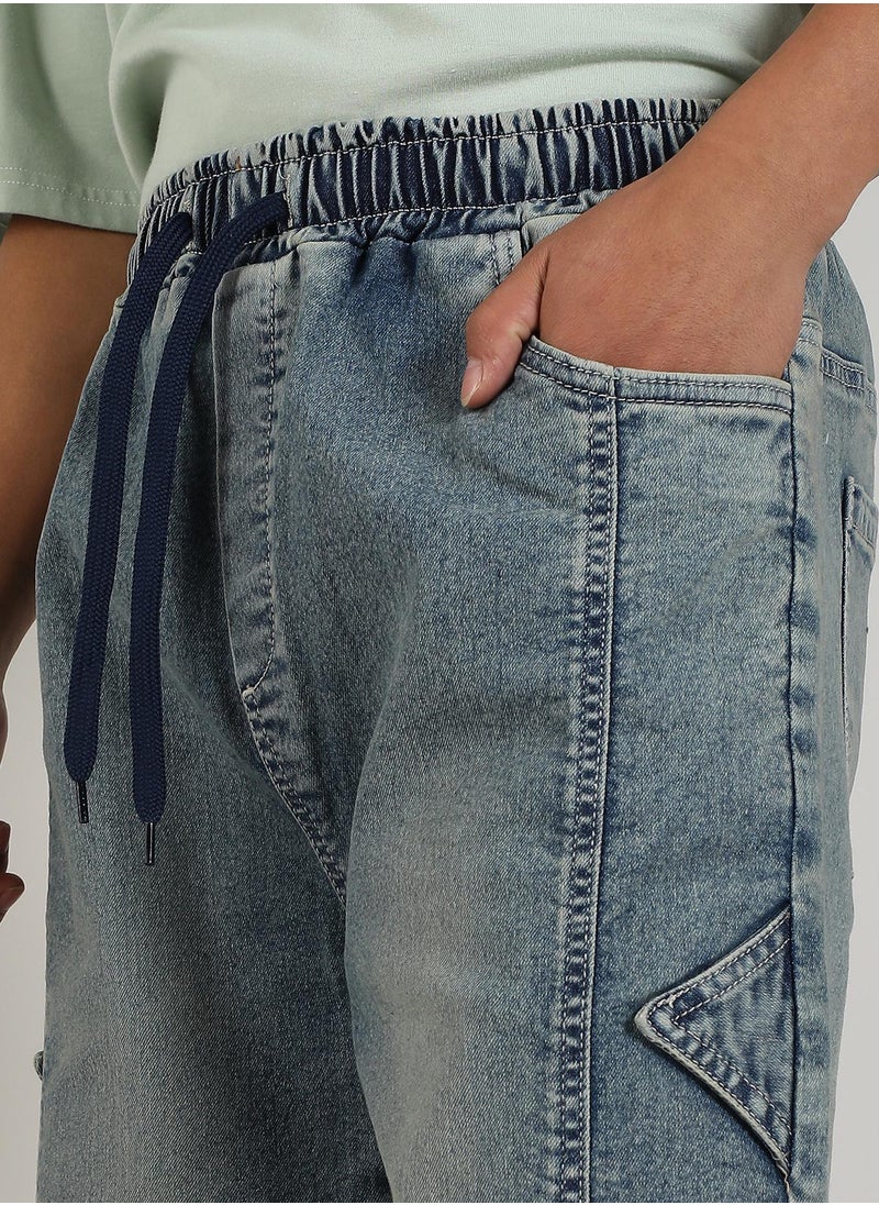 Campus Sutra - Men's Steel Blue Acid-Wash Baggy Denim Jeans - Image 1