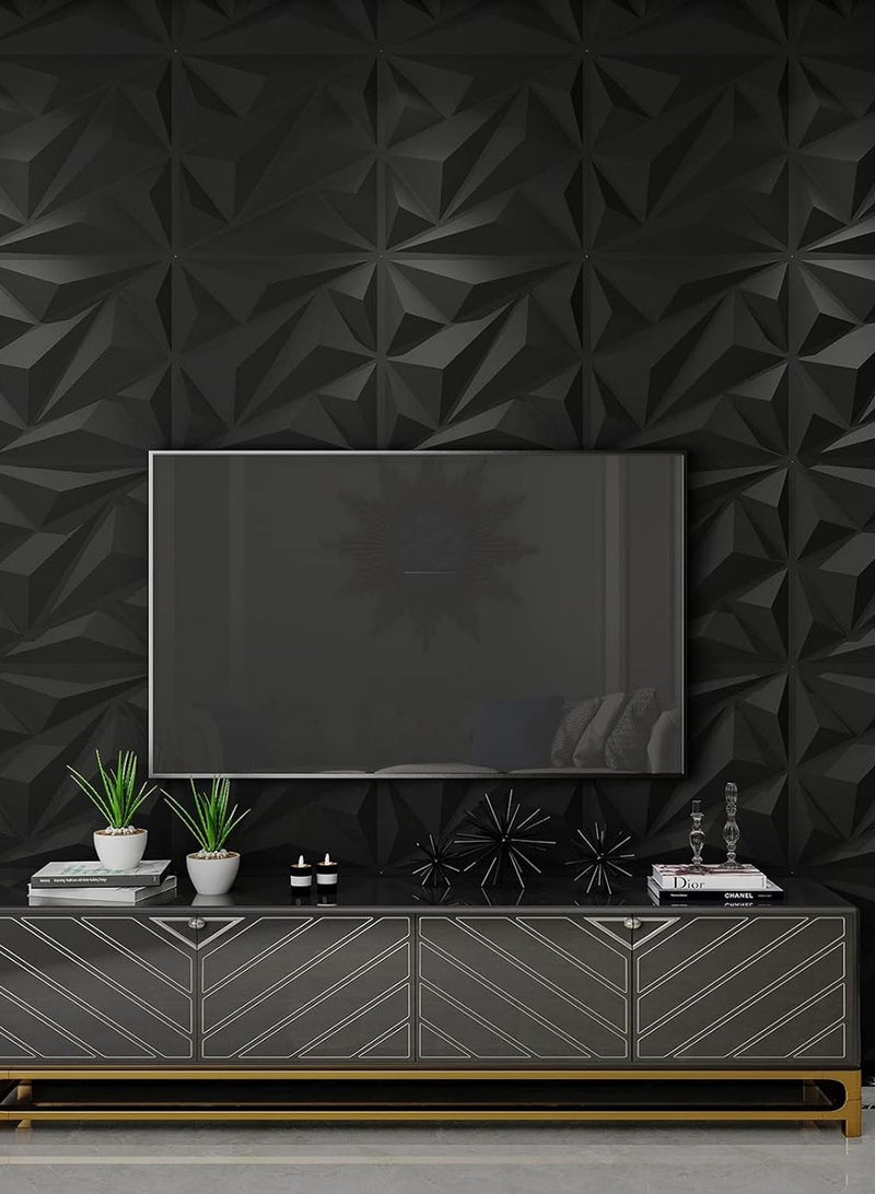 12 Pices 3D Wall Panel 3D Texture PVC Wallpaper Diamond Design Decorative Wall Cover For Living Room Lobby Bedroom Office Each PVC 30x30cm - Image 5