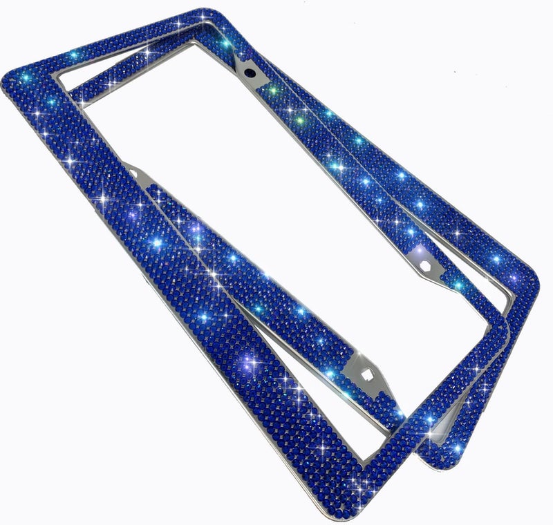 Shering Bling License Plate Frame, 2 Pack License Plate Frame with Premium Gift Box for Women,Rhinestone License Plate Frames with 1200pcs Rhinestones - Image 2