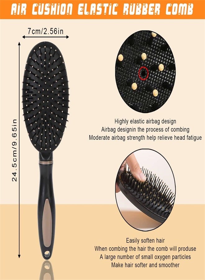 إسكدنيا Hair Detangler Brush – Cushion Hair Brush for Women, Soft Bristle Detangling Brush for Curly  Straight, Dry  Wet Hair Brush, Tangle Free Hair Brush, Flexible Bristles Comb, Travel-Friendly - Black - Image 2