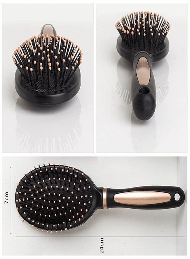 إسكدنيا Hair Detangler Brush – Cushion Hair Brush for Women, Soft Bristle Detangling Brush for Curly  Straight, Dry  Wet Hair Brush, Tangle Free Hair Brush, Flexible Bristles Comb, Travel-Friendly - Black - Image 5