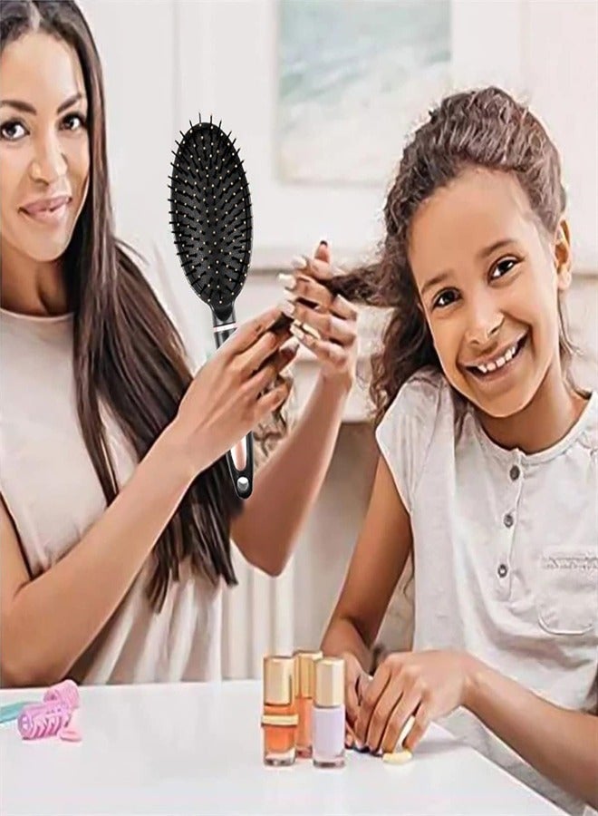 إسكدنيا Hair Detangler Brush – Cushion Hair Brush for Women, Soft Bristle Detangling Brush for Curly  Straight, Dry  Wet Hair Brush, Tangle Free Hair Brush, Flexible Bristles Comb, Travel-Friendly - Black - Image 4