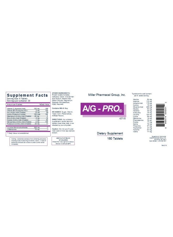 Miller Pharmacal A/G Pro Tablets, 180 Count - Image 2