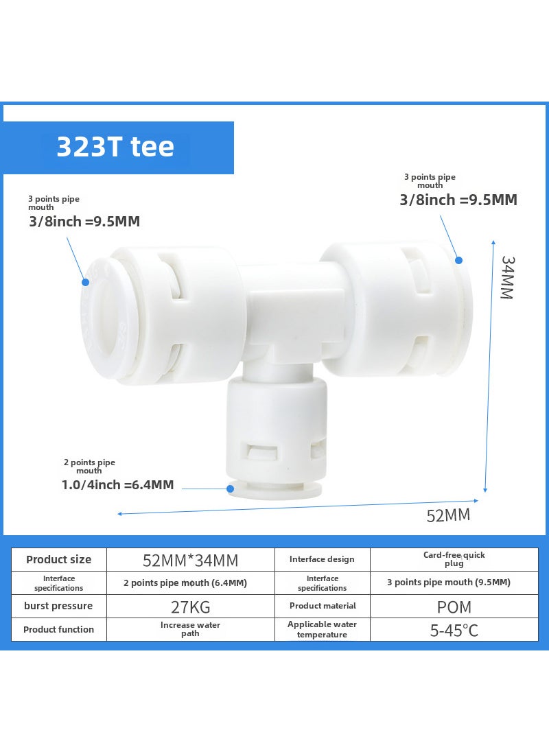 Water Purifier Connector 2-Way 3-Way Universal Adapter 323 Tee (323) 
