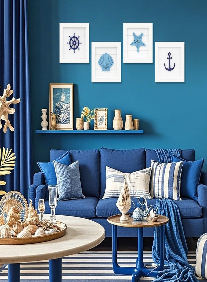 Fangoo 4Pcs 3D Nautical Wall Decor Anchor Ship Wheel Seashell Starfish Rustic Beach Theme Home Decor Coastal Room Wall Decorations Ocean Wall Art for Bathroom Bedroom House Nautical Gifts - Image 4