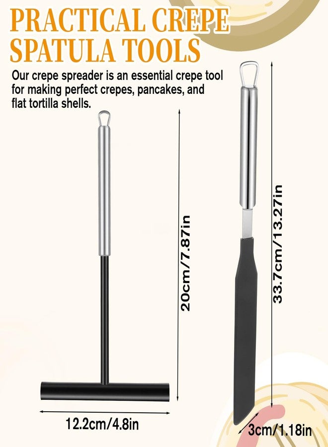 SHENLIU 2PCS Crepe Spreader and Spatula Kit, 8inch T-Shaped Batter Spreader 13.4 Inch Crepe Maker Spatula Turner Stainless Steel Pancake Tool for Any Size Pan - Image 2