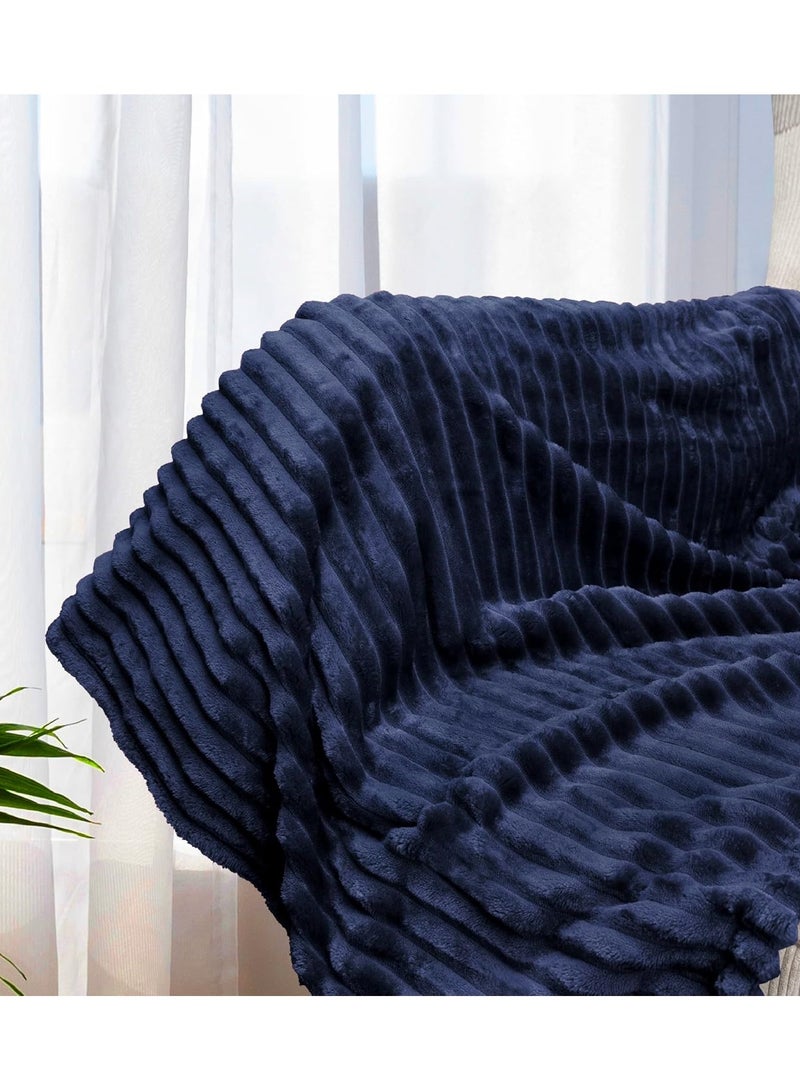  تي  جي  إتش بطانية فانيلا مخططة، بطانية فاخرة، ناعمة للغاية، بحجم كينغ (220x240 سم) للسرير والأرائك، دافئة ومريحة بشكل فاخر. - Image 4