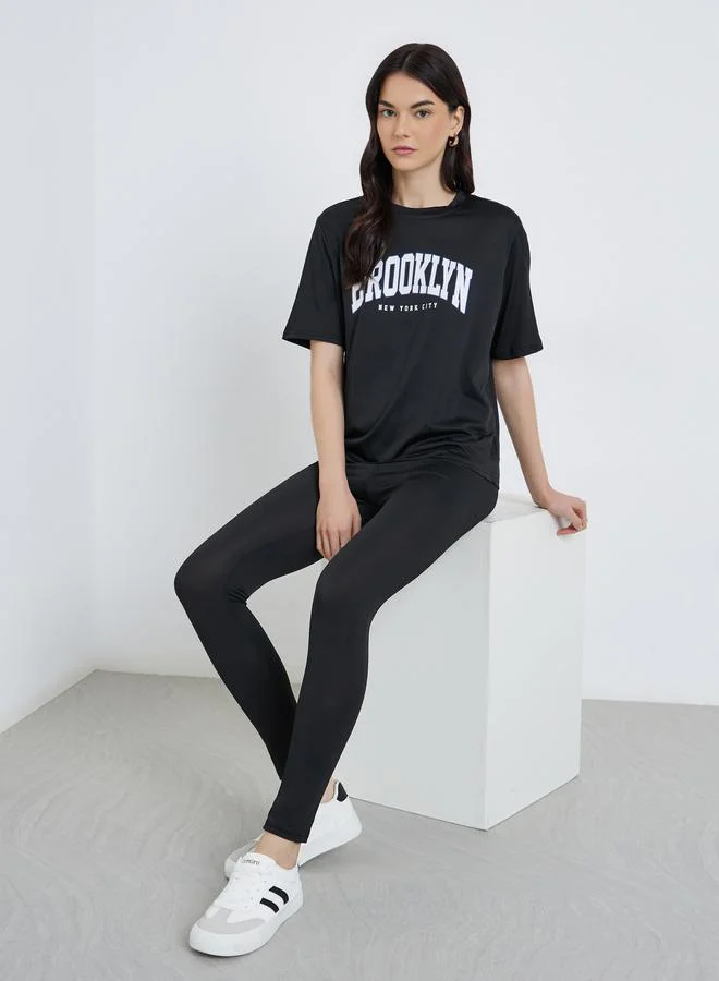 تايك تو Take Two Slogan Print T-Shirt and Leggings Co-Ords