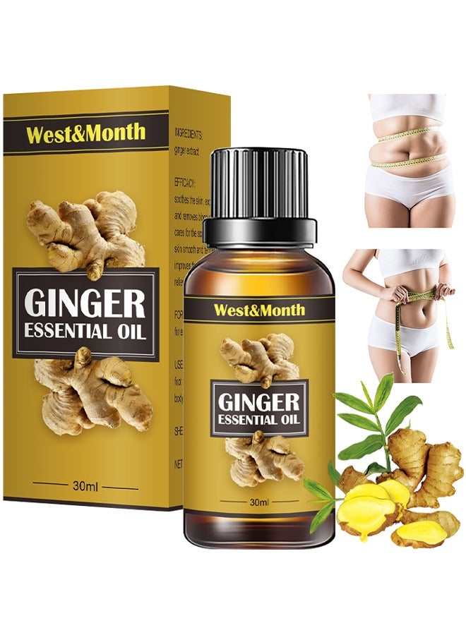 ويست اند مانث زيت الزنجبيل الأساسي ، من الزيت العطري لإزالة الدهون في البطن ، تسريع عملية التمثيل الغذائي حرق السعرات الحرارية منحنى جميل 30 مل - Image 1