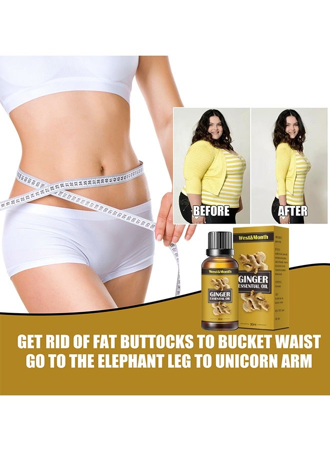 ويست اند مانث زيت الزنجبيل الأساسي ، من الزيت العطري لإزالة الدهون في البطن ، تسريع عملية التمثيل الغذائي حرق السعرات الحرارية منحنى جميل 30 مل - Image 4