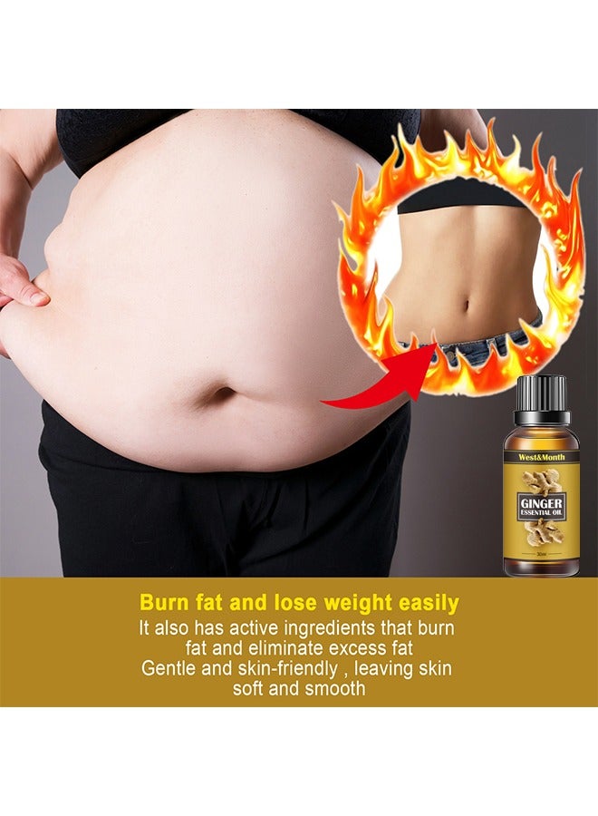 ويست اند مانث زيت الزنجبيل الأساسي ، من الزيت العطري لإزالة الدهون في البطن ، تسريع عملية التمثيل الغذائي حرق السعرات الحرارية منحنى جميل 30 مل - Image 5
