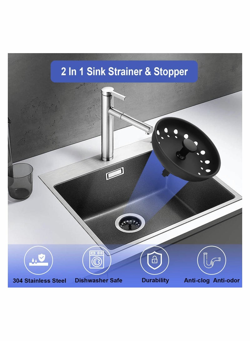 NIBEMINENT 3 Pack of Kitchen Sink Stopper Strainer Upgraded Basket Set Universal Anti Clogging Stainless Steel Drain Filter Sieve - Image 4