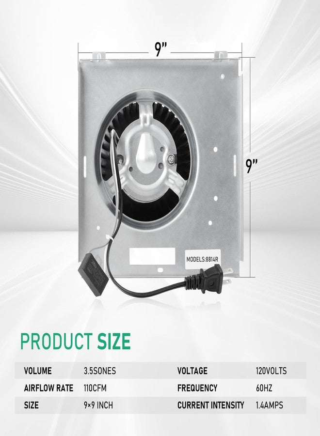 Motoasis 【Upgrade】 Model 8814R, Compatible with Nutone 8814 8663 8673 Unit 110CFM Fan,3.5 Sones, Compatible with Nutone 6334, 6445, 8673DG, 8673LG, 8673NLDG, 8673NLP, 8673NP, 8673P, 8673RP, 9"x9" - Image 5