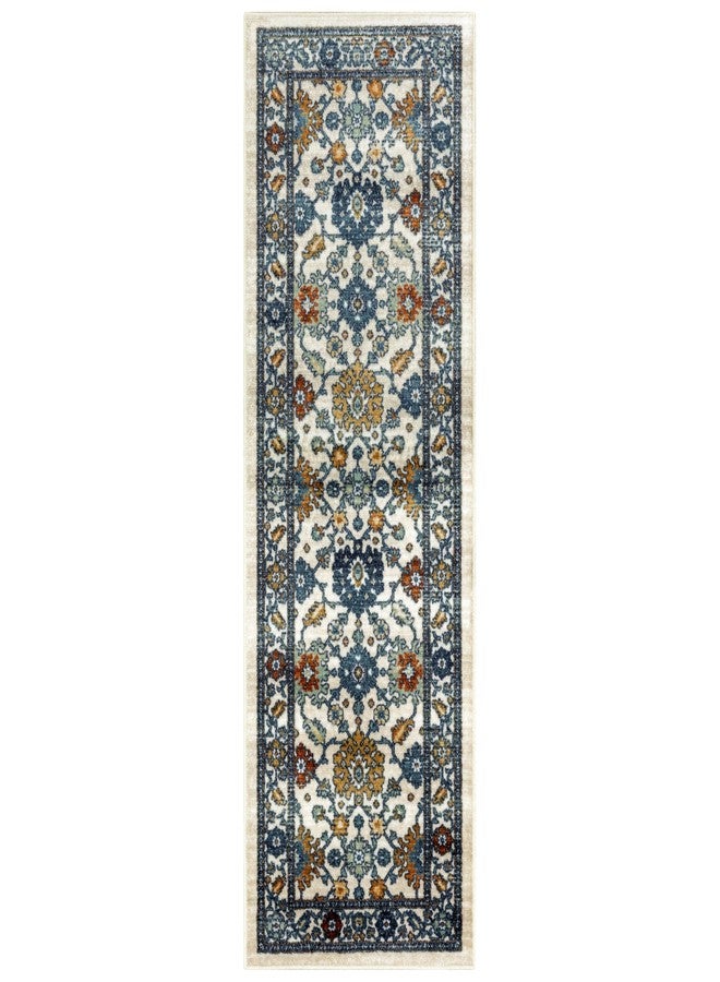 Maples Rugs Benton Oriental Runner Rug - Made in USA - Washable, Non Slip Indoor Carpet for Hallway, Kitchen, and Laundry Room, 2' x 6', Beige/Multi - Image 1