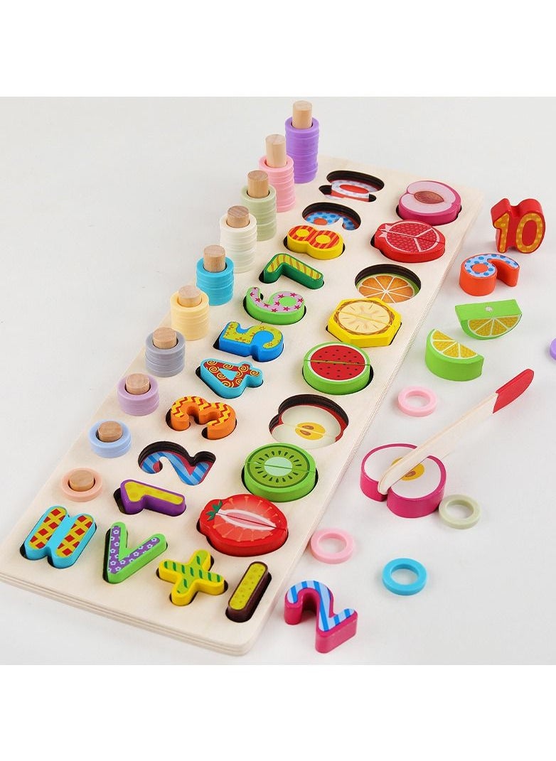 77-Piece Wooden Number, Fruit ,Shape Sorting Educational Toy for Kids - Learning and Education Toys