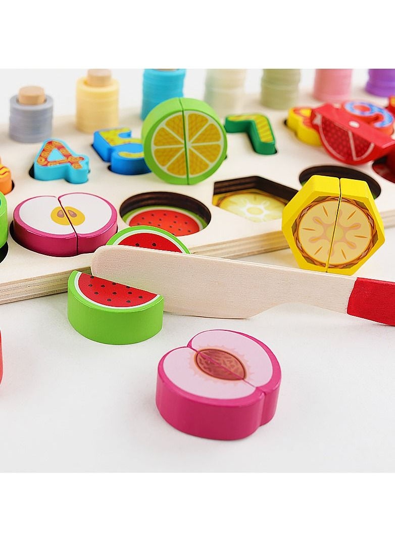 77-Piece Wooden Number, Fruit ,Shape Sorting Educational Toy for Kids - Learning and Education Toys