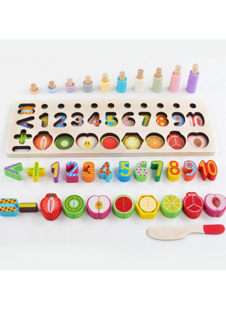 77-Piece Wooden Number, Fruit ,Shape Sorting Educational Toy for Kids - Learning and Education Toys