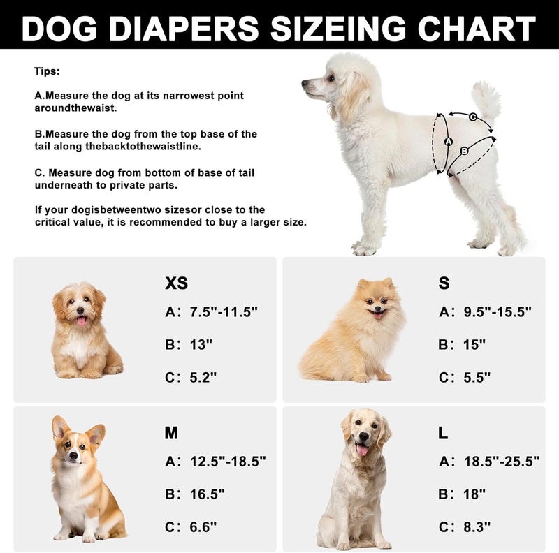حفاضات كلاب قابلة للغسيل، للإناث، عبوة تحتوي على 3 قطع، حفاضات عالية الام��صاص وقابلة لإعادة الاستخدام، مرنة، مقاومة للتسرب، مناسبة للكلاب الصغيرة، خاصة في فترات الدورة الشهرية أو عدم القدرة على التحكم في التبول، متوفرة بمقاس XS. - Image 2