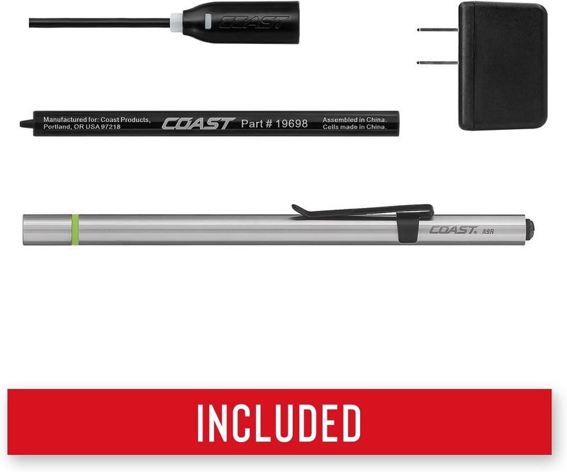 Coast COAST A9R 54 Lumen Rechargeable Inspection Beam LED Penlight with Flex Charge and Charging Cap Silver  - Image 4