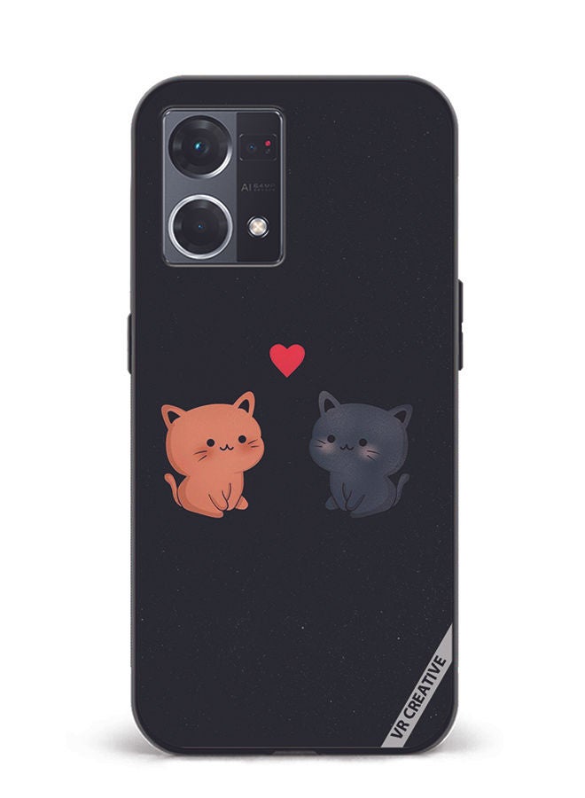 VR CREATIVE Protective Case Cover For Oppo Reno8 4G Cats Design Multicolour - Image 1
