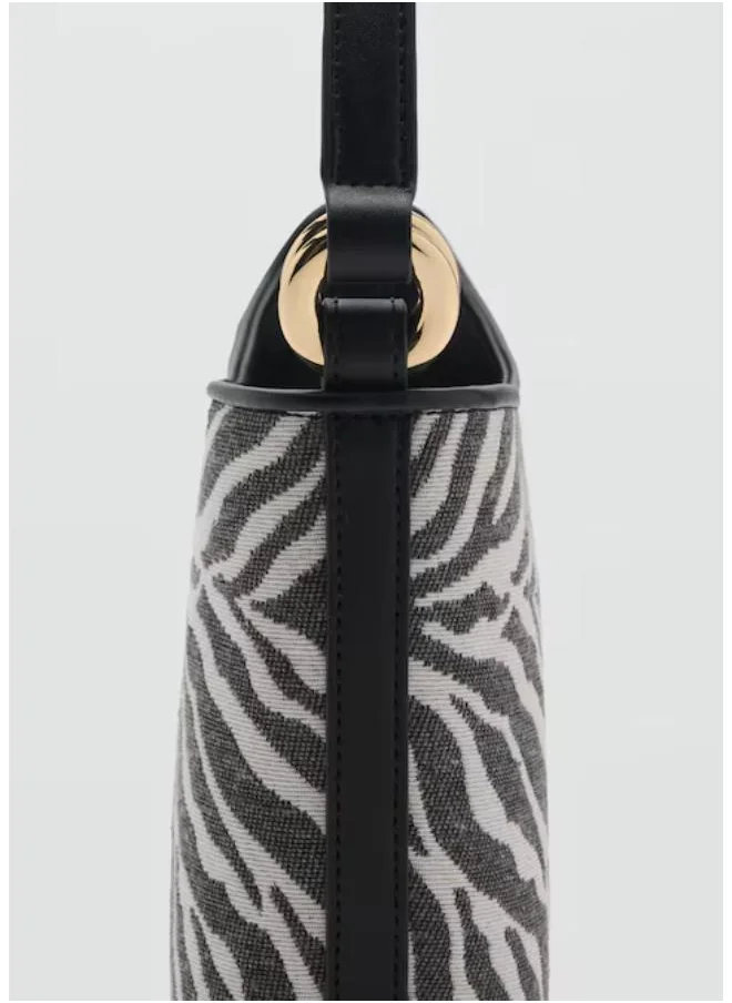 MANGO Casual Large Zebra-Print Bucket Bag