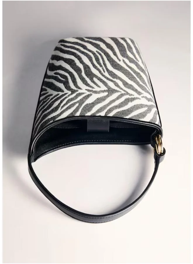 MANGO Casual Large Zebra-Print Bucket Bag