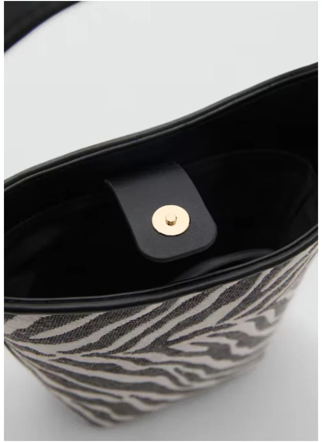 MANGO Casual Large Zebra-Print Bucket Bag