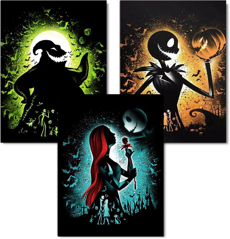 AIBOERL 3 Pack Diamond Art Kits for Adults,Halloween 5D Diamond Painting Kits for Adults Beginners,DIY Full Round Drill Diamond Dot Painting Gem Art Kits for Adult, Home Wall Decor 12x16Inch - Image 1