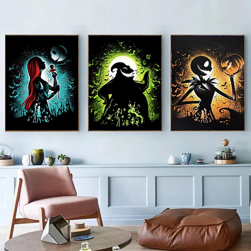 AIBOERL 3 Pack Diamond Art Kits for Adults,Halloween 5D Diamond Painting Kits for Adults Beginners,DIY Full Round Drill Diamond Dot Painting Gem Art Kits for Adult, Home Wall Decor 12x16Inch - Image 2