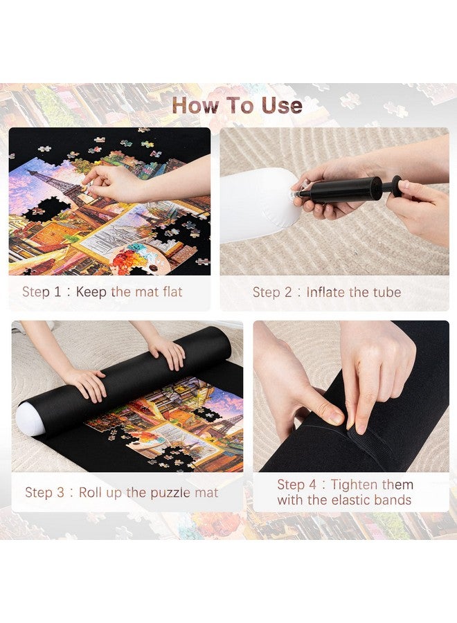 Becko US Becko US 2000 Piece Jigsaw Puzzle Mat Roll Up with Black Pump & Drawstring Storage Bag, Black Felt Mat for Easy Transport & Storage, Portable Puzzle Saver for 2000 1500 1000 500 Pieces Jigsaw Puzzles  - Image 4