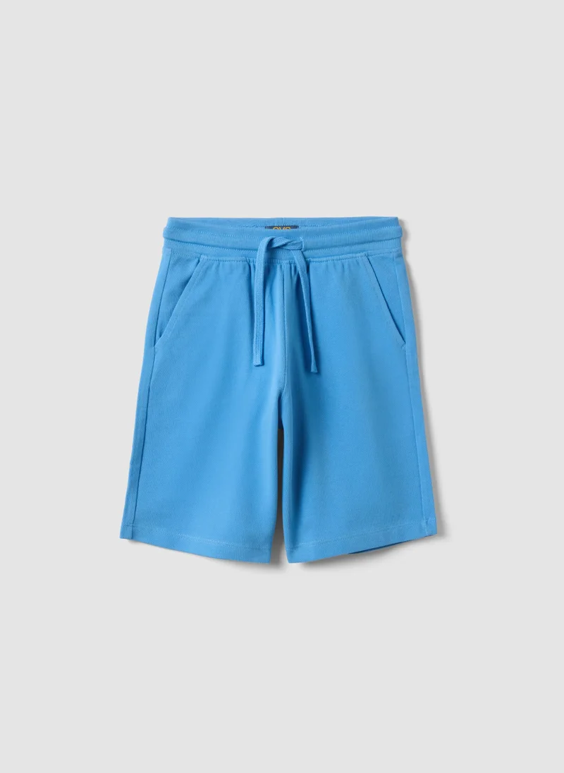 او في اس OVS Boys' Regular Fit Sky Blue Pure Cotton Shorts