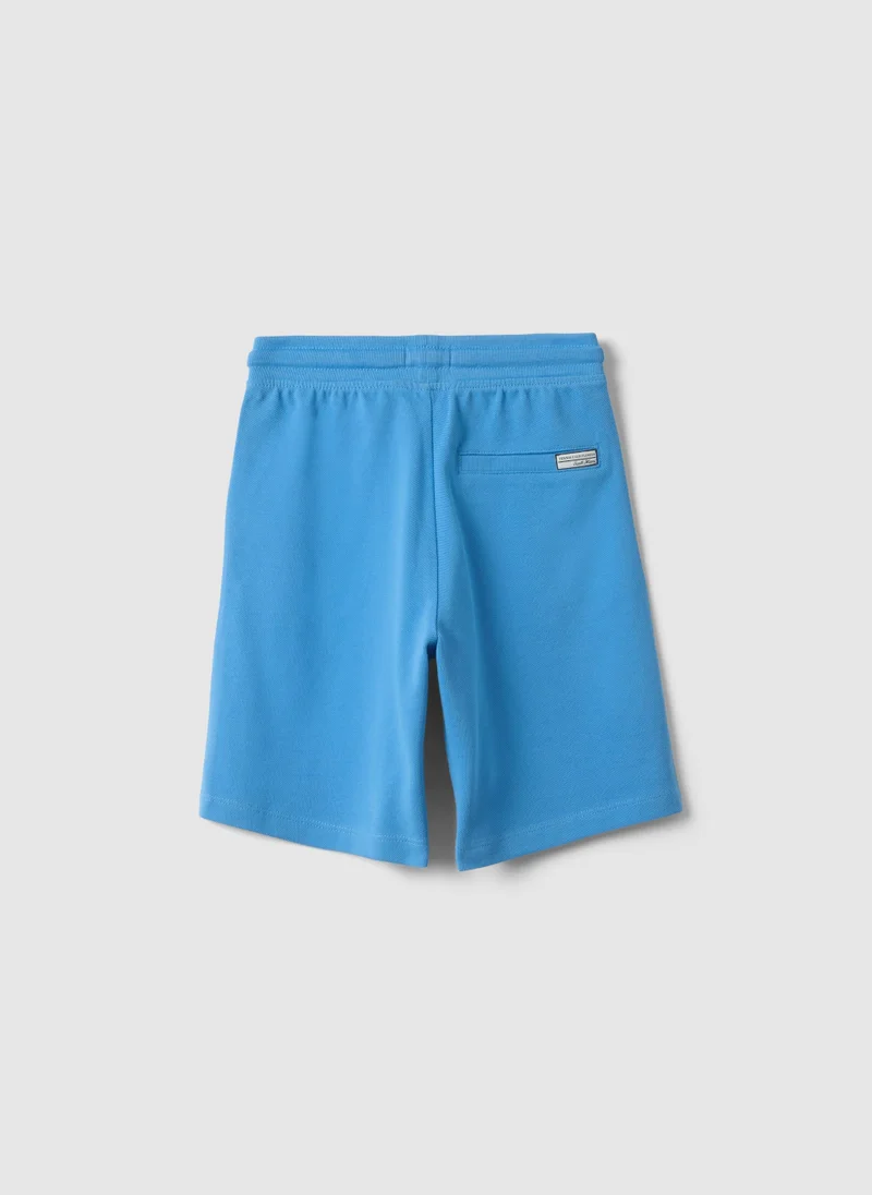 او في اس OVS Boys' Regular Fit Sky Blue Pure Cotton Shorts