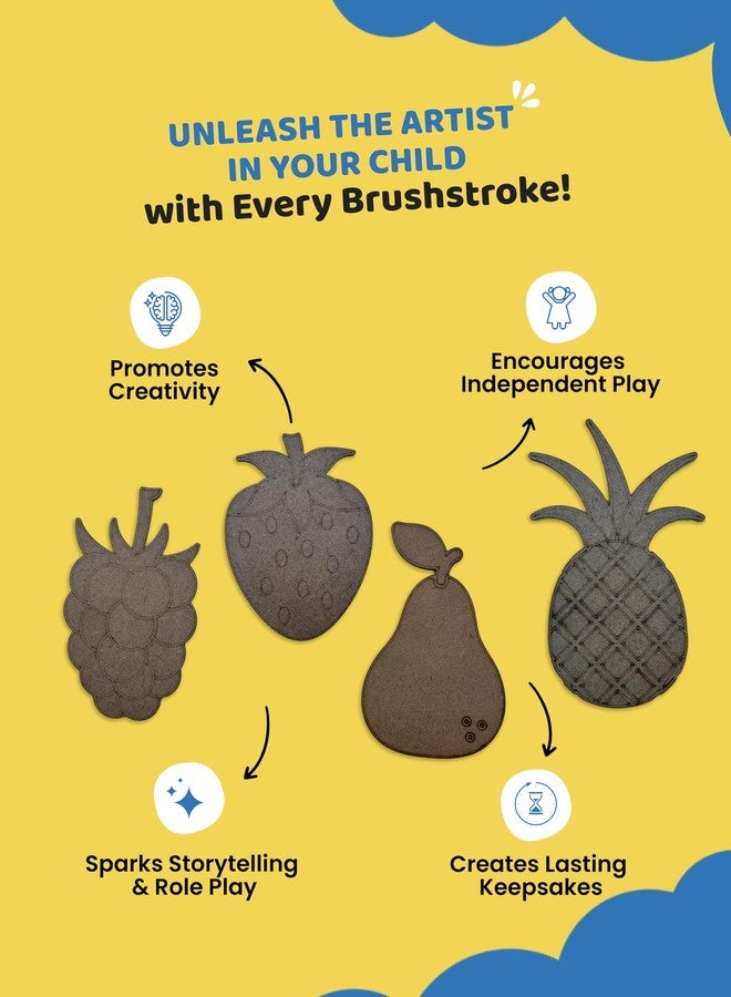 مجموعة هاب لاب كيت للرسم المغناطيسي | مجموعة فنية وحرفية للأطفال | 10 قطع خشبية جاهزة للقص لصنع مغناطيسات الثلاجة | 16 لون أكريليك، فرشاة، لوحة ألوان، ومغناطيسات | مثالية لجميع أنواع الرسم ومشاريع الأطفال اليدوية (فواكه) - Image 3