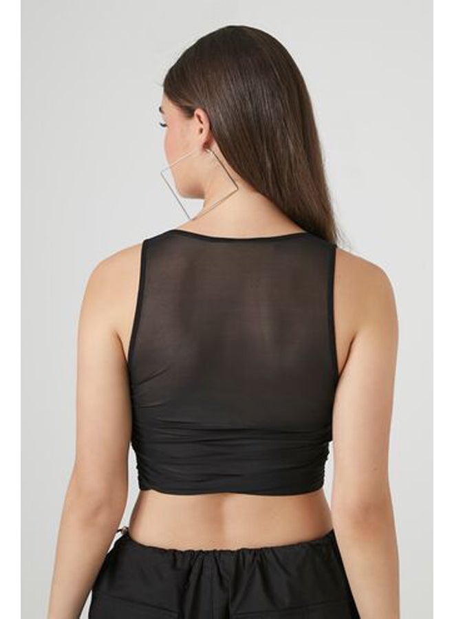 FOREVER 21 Mesh Lace-Up Crop Top - Image 3